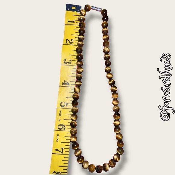 Tiger's Eye Beaded Necklace with Barrel Clasp – 16 Inches - Picture 7 of 8